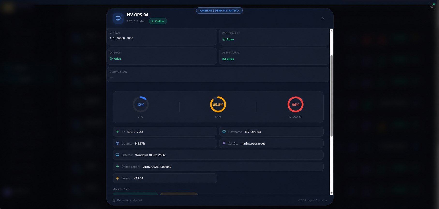 Diagnóstico demonstrativo de endpoint
